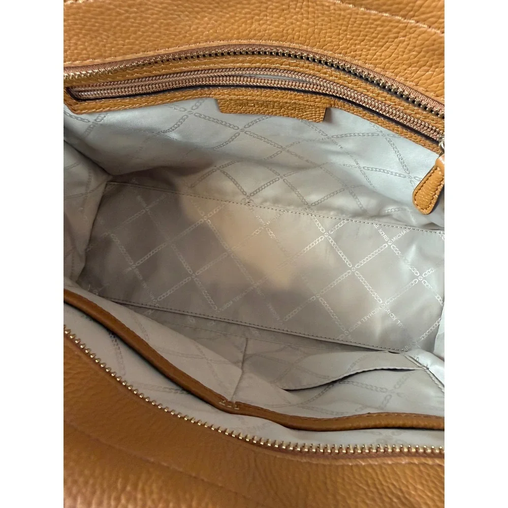 Michael Kors Karson‎ Satchel Brown Signature MK Logo Acorn Leather Handbag